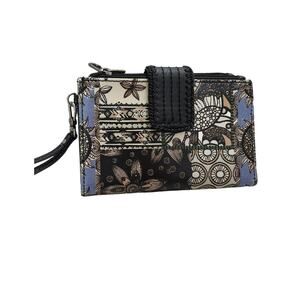 Sakroots Eco-Twill Spirit Artist Circle Large Wallet Crossbody Bag Black